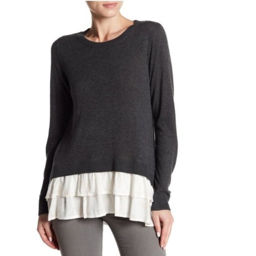 SUSINA Ruffled Twofer Sweater